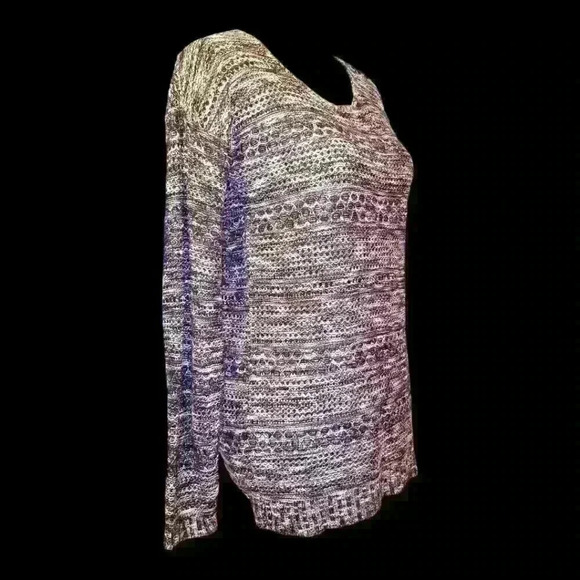 KIM ROGERS Womans BLUE & WHITE Lightweight TUNIC Knit Sweater Top Shirt Med - Picture 2 of 7